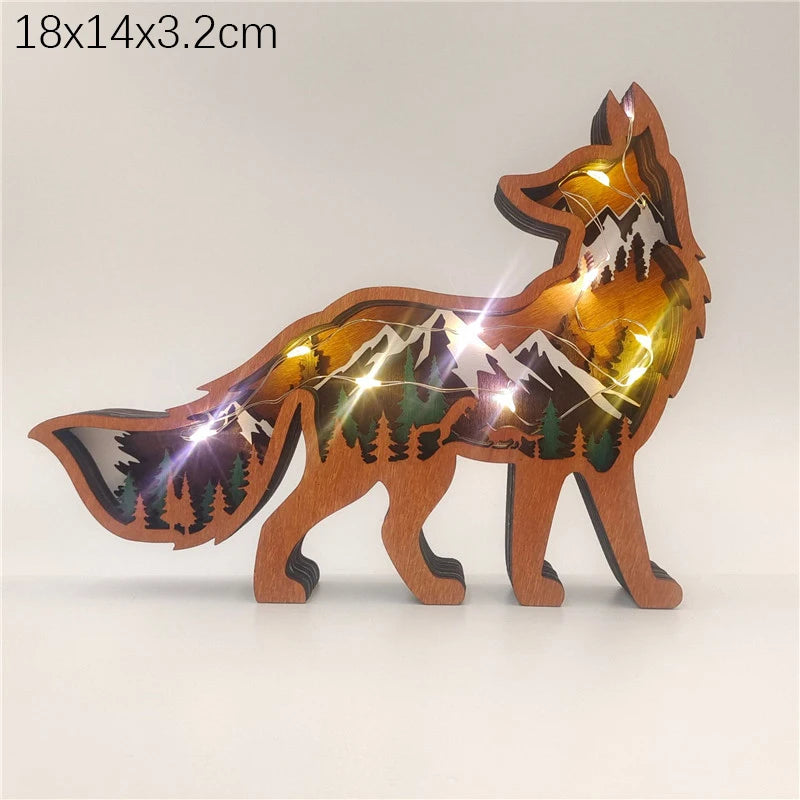 Innovate store Wooden Bear Elk Wolf eagle Animal LED Light