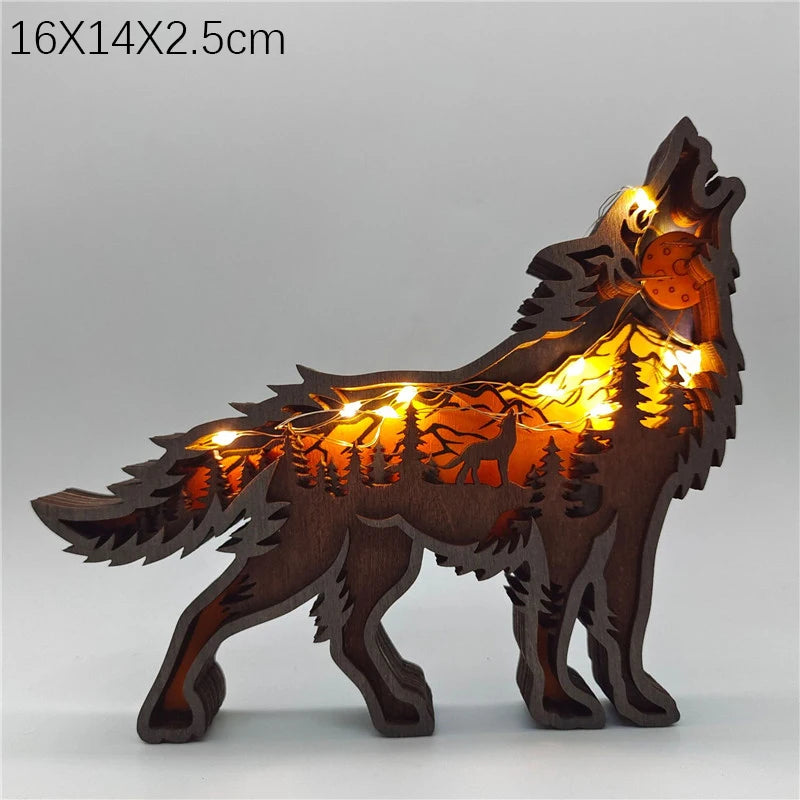 Innovate store Wooden Bear Elk Wolf eagle Animal LED Light