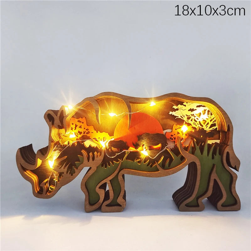 Innovate store Wooden Bear Elk Wolf eagle Animal LED Light