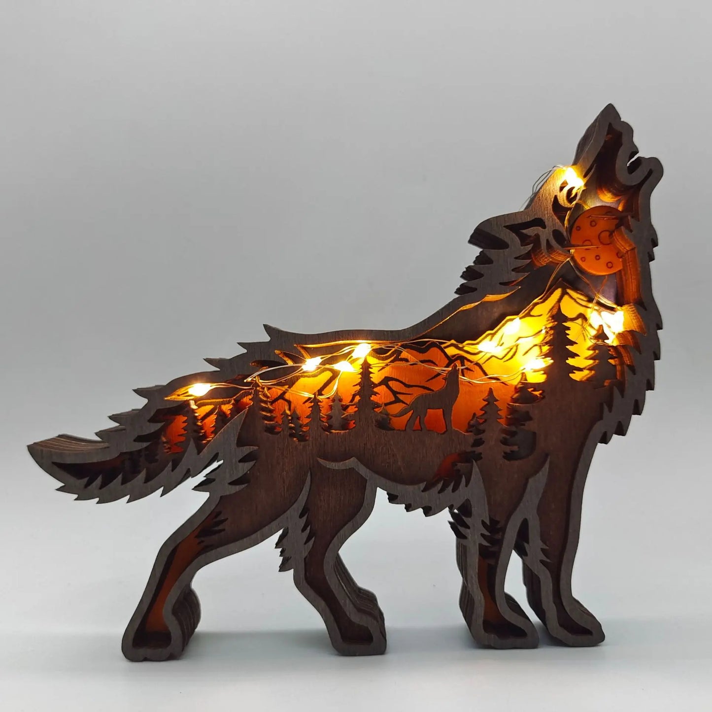 Innovate store Wooden Bear Elk Wolf eagle Animal LED Light