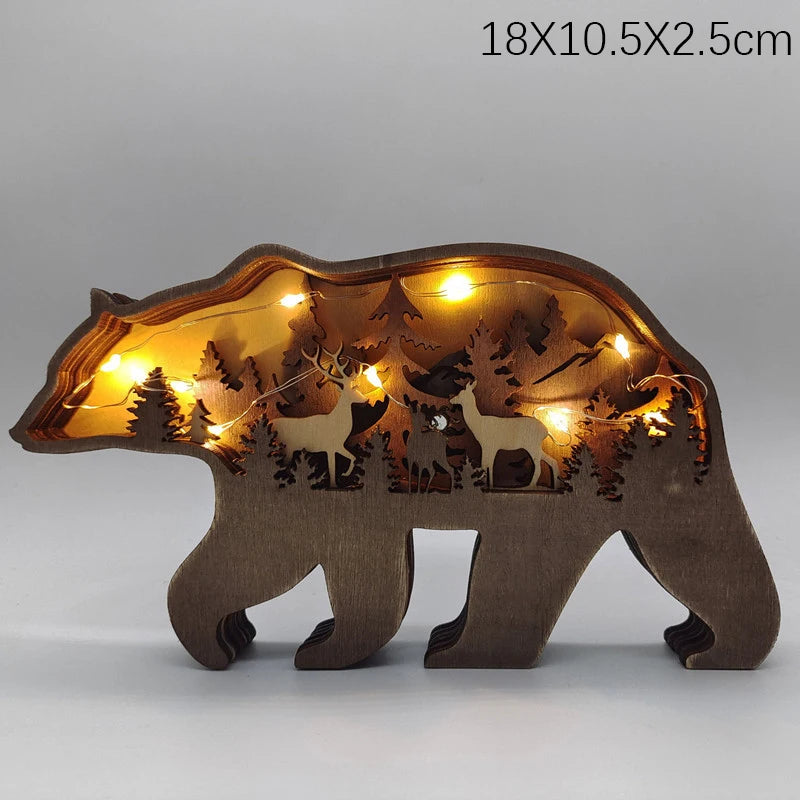 Innovate store Wooden Bear Elk Wolf eagle Animal LED Light