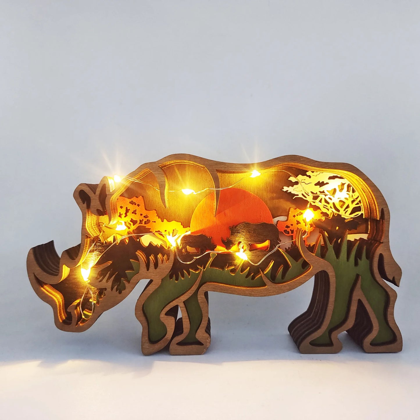 Innovate store Wooden Bear Elk Wolf eagle Animal LED Light