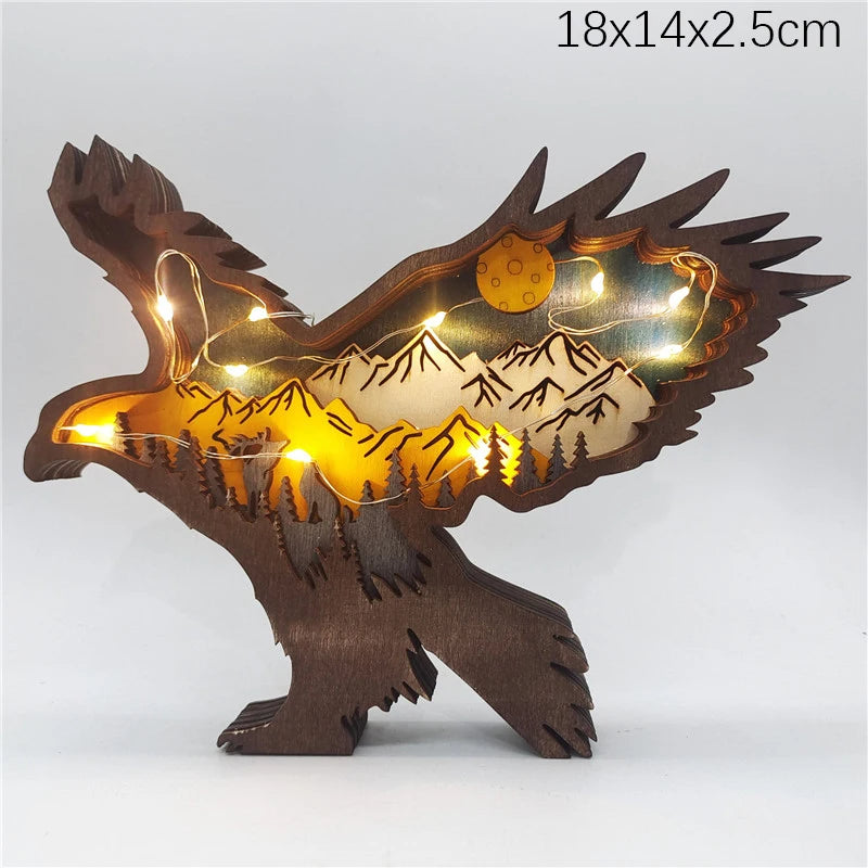 Innovate store Wooden Bear Elk Wolf eagle Animal LED Light